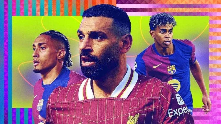 ESPN年度20大邊鋒：薩拉赫最佳，亞馬爾第2，梅西第8&杜埃第14