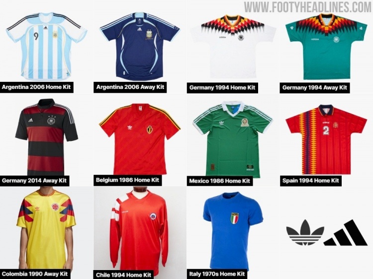 Adidas將推出多款經(jīng)典國(guó)家隊(duì)復(fù)刻球衣：阿根廷、德國(guó)、意大利在列