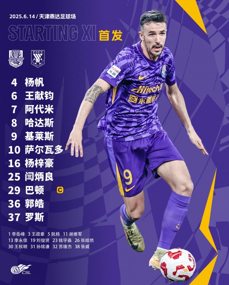 天津津門虎今日首發(fā)！