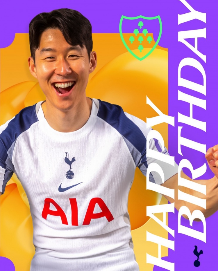熱刺官方祝孫興慜33歲生日快樂，效力10年出戰(zhàn)454場173球101助