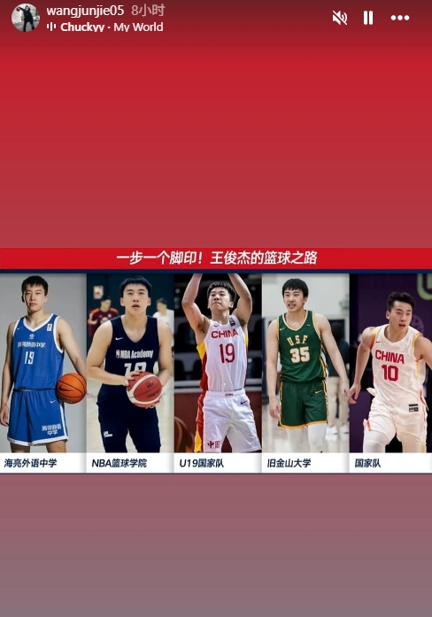 下一步會是？王俊杰曬自己的籃球路：從海亮外語中學到國家隊首發(fā)