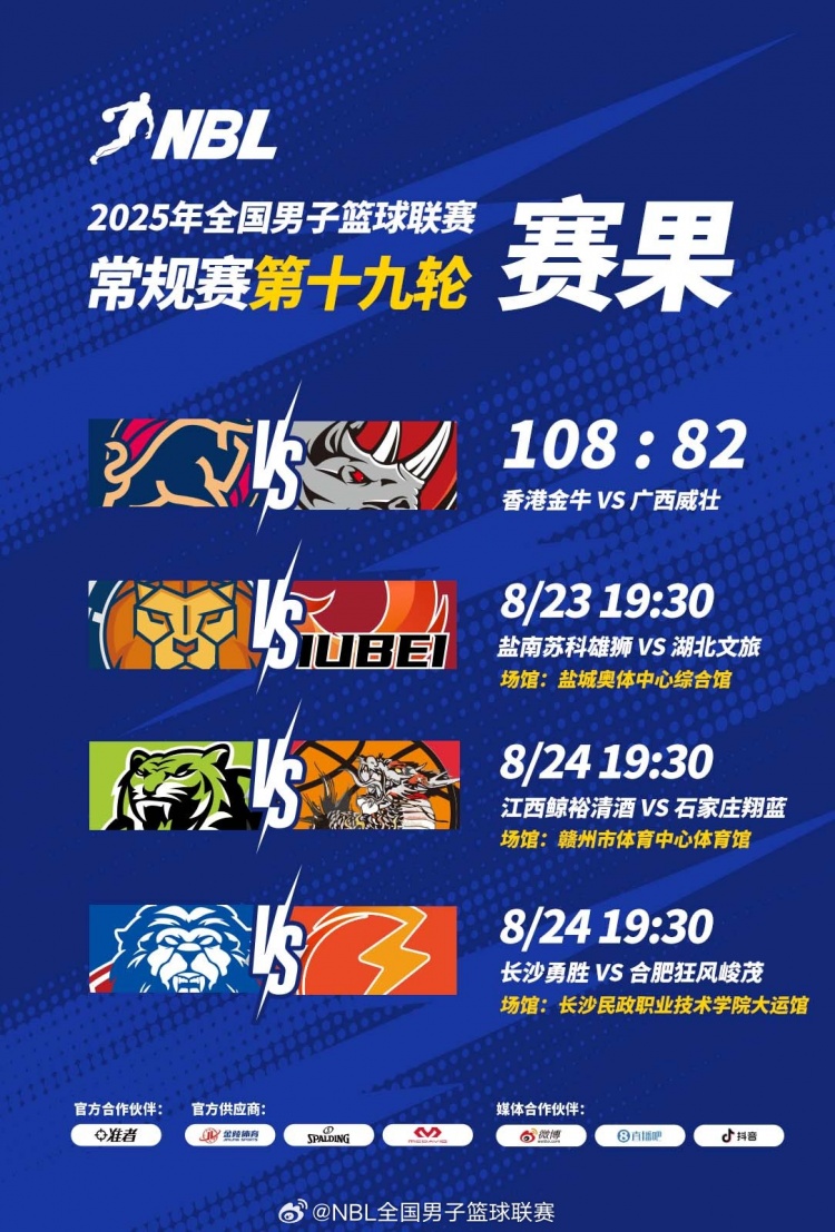 ??NBL戰(zhàn)報-香港金牛大勝廣西威壯 本季主場全勝 厄特爾二世21+7